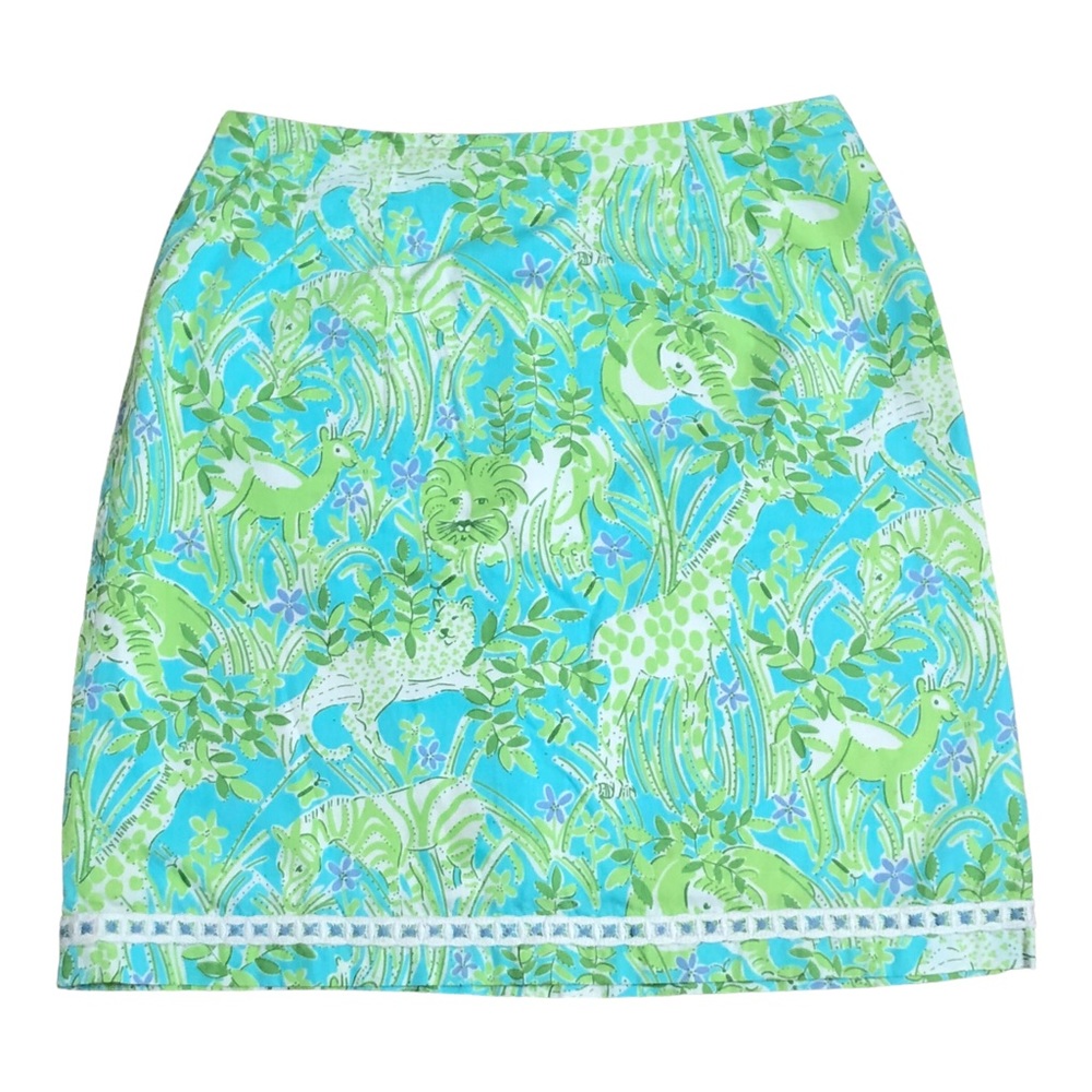Vintage Lilly Pulitzer “White Label” Jungle & Animal Print Skirt Size 2